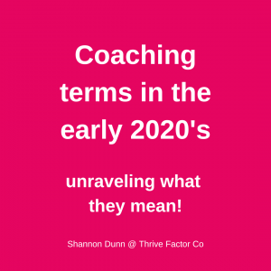 Thrive Factor Co Business Blog_coaching terms in early 2020s | Shannon Dunn | Business coaching for women | small business marketing | coach training | coaching terms of early 2020s