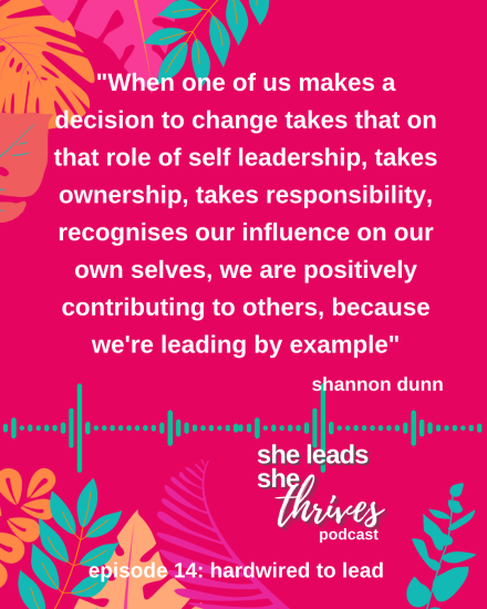 SLST 14 Hardwired to Lead_She Leads She Thrives Podcast_Shannon Dunn leadership quote | keynote speaker | business coach | Thrive Factor Archetypes